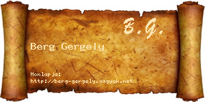 Berg Gergely névjegykártya